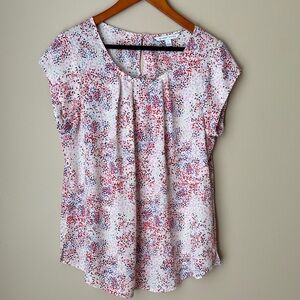 41 HAWTHORN Women's Multicolor Printed Top Short Sleeves Size Large